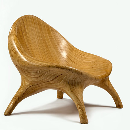 stack-laminated plywood chair by Julia Krantz